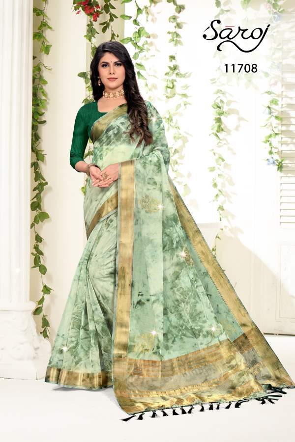 Saroj Aashnaa Organza Printed Wholesale Party Wear Sarees
